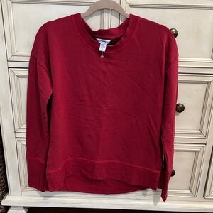 Athleta Coaster Luxe Striped Red crewneck sweatshirt in size small NWOT